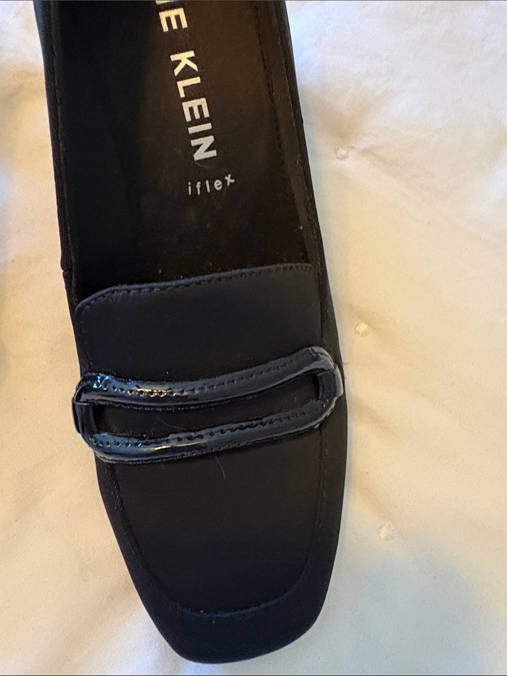 Anne Klein “I flex” Black Square-Toe Loafers with Decorative Buckle - Picture 4 of 12